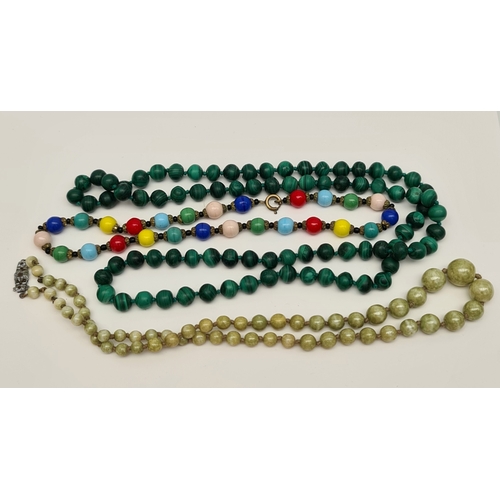 64 - Vintage Malachite Necklace and 2 Others. The Malachite Necklace measures 32 inches long. Shipping is... 