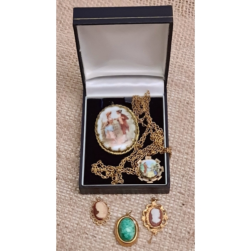 78 - Jewellery Parcel of 5 Vintage Cameo Style Pendants and A Chain. Shipping is available. Please ask fo... 