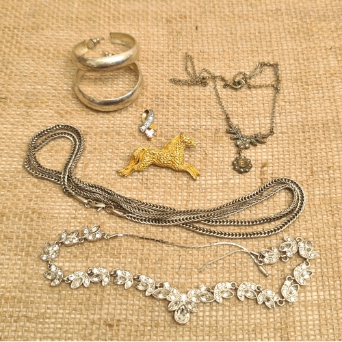 83 - Parcel of Vintage Jewellery. Includes Horse Brooch Earrings and Chains.  Shipping is available. Plea... 