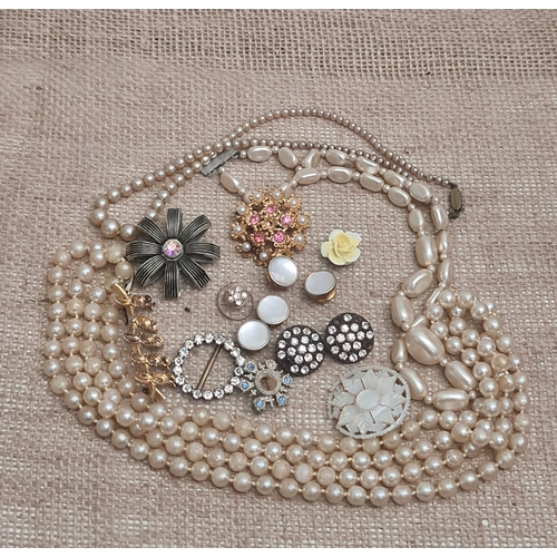 84 - Parcel of Assorted Costume Jewellery Includes Brooches Necklaces and Studs. Shipping is available. P... 