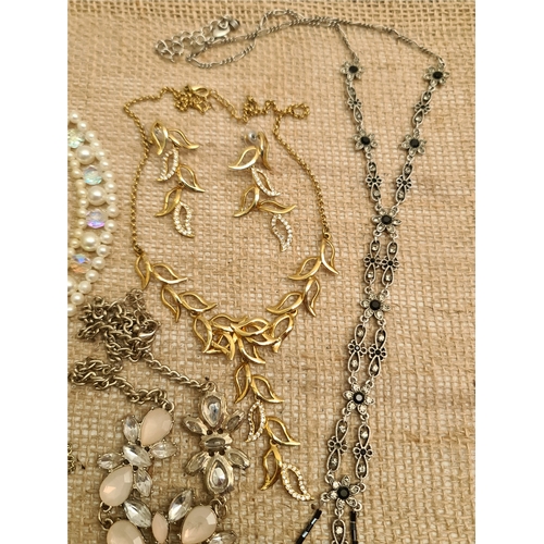 87 - Jewellery Vintage Parcel of Seven Necklaces Some With Matching Earrings, Cross and Chain etc. Shippi... 