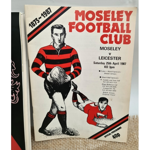 93 - Parcel of Collectable Mosley Rugby Club Programmes. Includes Mosley v Leicester 1972, 1987 and 1989 ... 