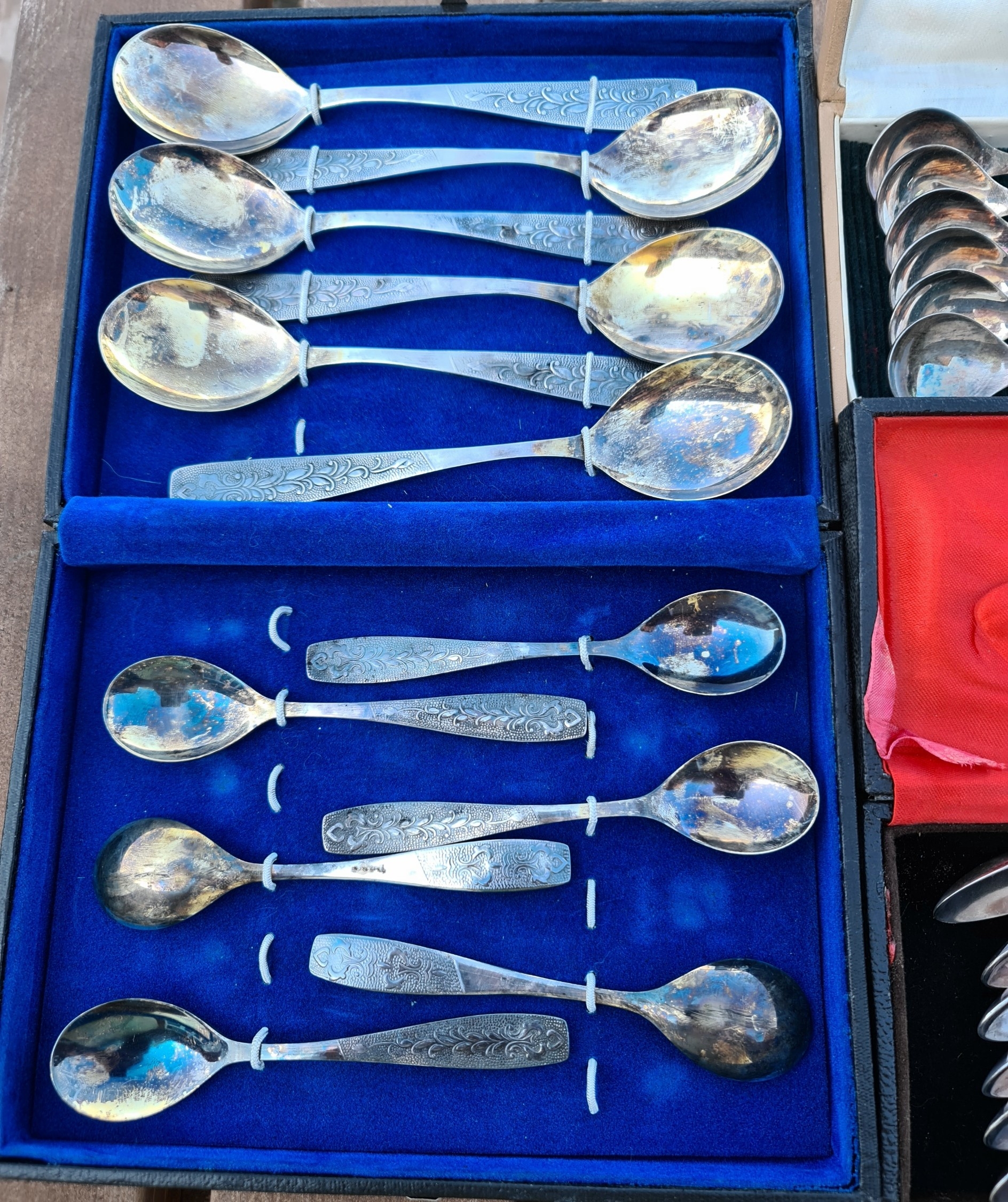 Parcel of Polish or Russian Silver Plated Boxed Flatware. Three boxes ...
