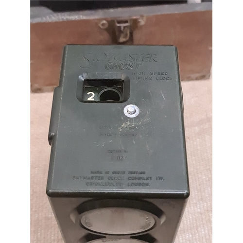 14 - Vintage Skymaster Ghost B027 Pigeon Racing Clock in Wooden Box. Measures 16cm tall.  Shipping is ava... 