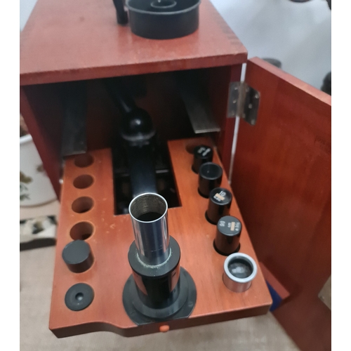 18 - Vintage 1950's Carl Zeiss Jena Microscope in Original Case Plus Various Lenses. Shipping is availabl... 