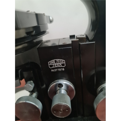 18 - Vintage 1950's Carl Zeiss Jena Microscope in Original Case Plus Various Lenses. Shipping is availabl... 
