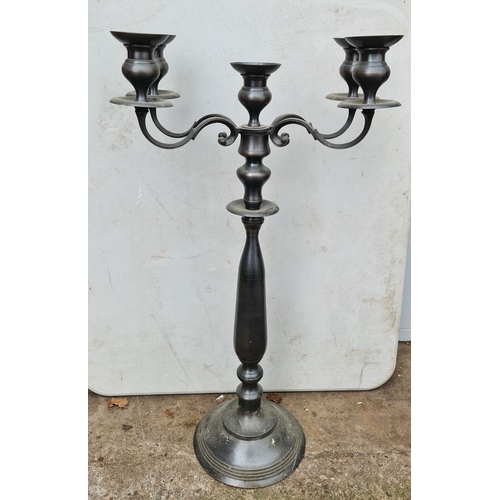 198 - Large Cast Metal 4 Brach Candlestick. Measures 82cm tall. Shipping is available. Please ask for a qu... 