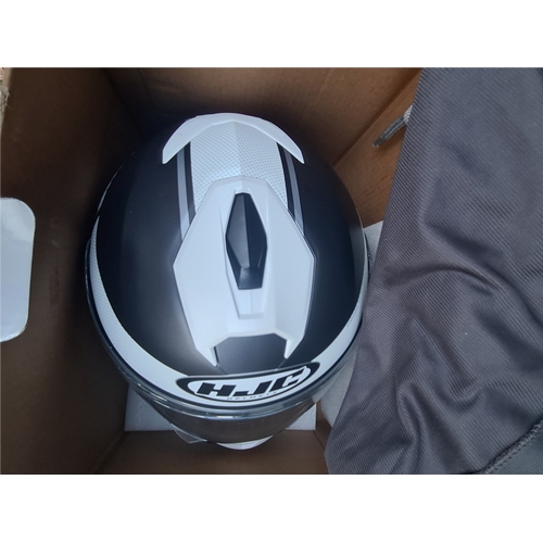 3 - HJC i90 Davan Matt Grey & White Flip Front Motorcycle Crash Helmet 58 -59cm. Boxed with Original Lab... 