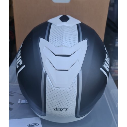 3 - HJC i90 Davan Matt Grey & White Flip Front Motorcycle Crash Helmet 58 -59cm. Boxed with Original Lab... 