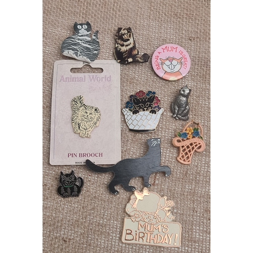 35 - Vintage Parcel of Ten Cat Related Badges. Shipping is available. Please ask for a quote before biddi... 
