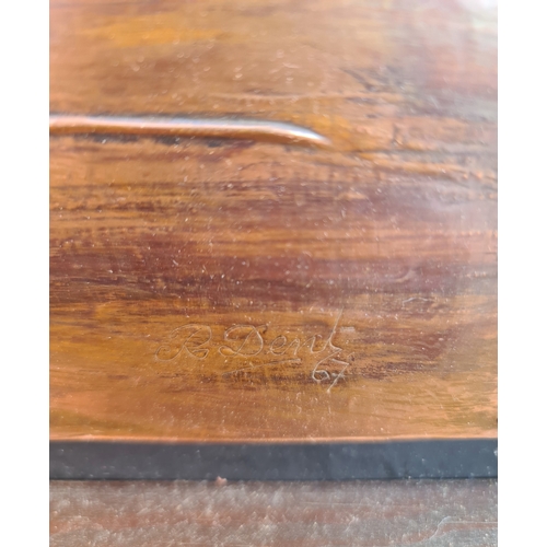 40 - Vintage Hand Wrought Copper Repousse Panel of A Cockerel. By Richard Dent Signed and Framed. Measure... 