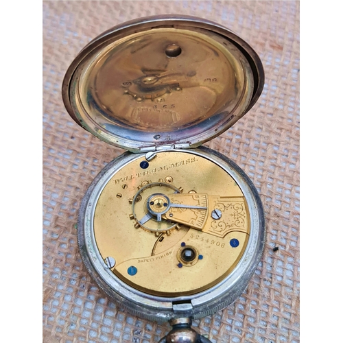 429 - Sterling Silver Cased Waltham Pocket Watch. Serial Number 5244906. On The Face of The Watch is The F... 