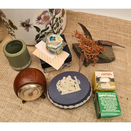 43 - Vintage Parcel of Wedgwood Ceramics, Vintage Joke Golf Balls and Other ornaments. The largest wedgwo... 