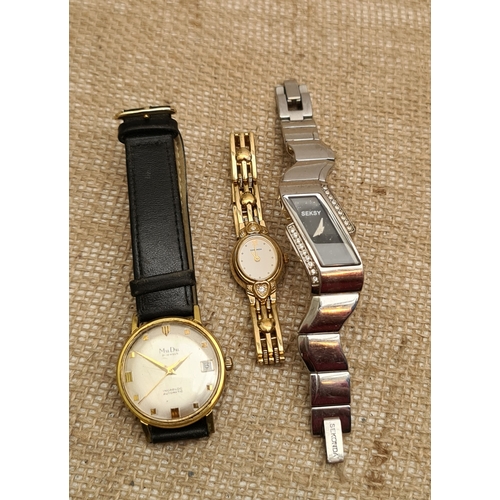 445 - Vintage Mu Du 21 Jewels Incabloc Automatic Wrist Watch and Two Other Watches.  Shipping is available... 