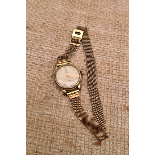 453 - Vintage Ladies Tudor Cocktail Wrist Watch 17 Jewels Swiss Movement. Steel Back Marked 9ct gold on th... 