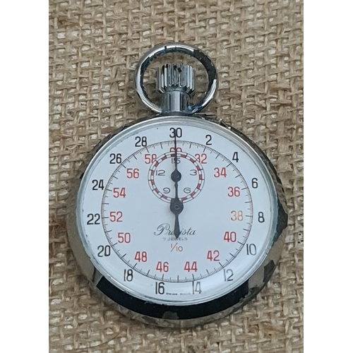 462 - Vintage 1988 Military Stop Watch Precista 7 Jewels. In Working Order However, The Chrome is in Need ... 