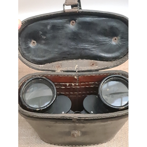 464 - German Kriegsmarine Military Carl Zeiss Jena Binoculars in Leather Case 1944. The Binoculars are Ser... 