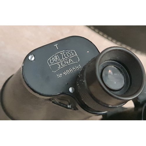 464 - German Kriegsmarine Military Carl Zeiss Jena Binoculars in Leather Case 1944. The Binoculars are Ser... 