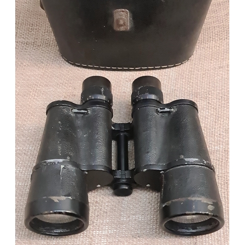 464 - German Kriegsmarine Military Carl Zeiss Jena Binoculars in Leather Case 1944. The Binoculars are Ser... 