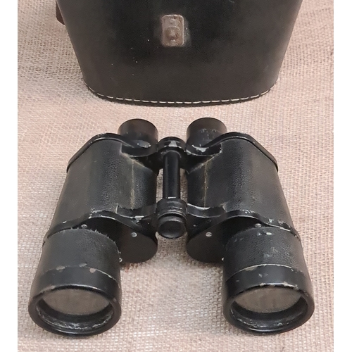 464 - German Kriegsmarine Military Carl Zeiss Jena Binoculars in Leather Case 1944. The Binoculars are Ser... 