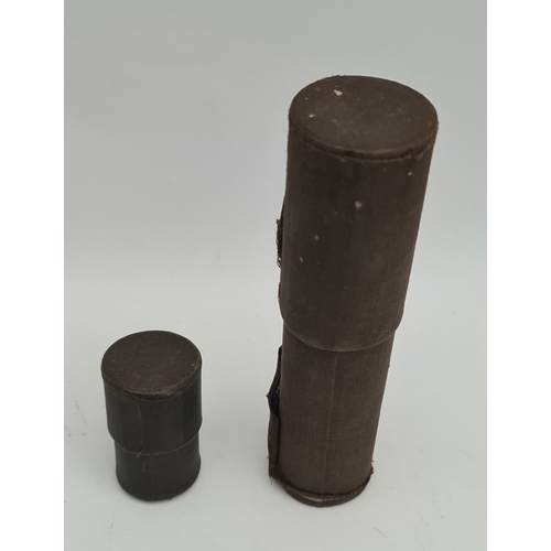 465 - Antique Brass Three Draw Telescope With Leather Grip. Unsigned 41cm when fully extended with a 3cm l... 