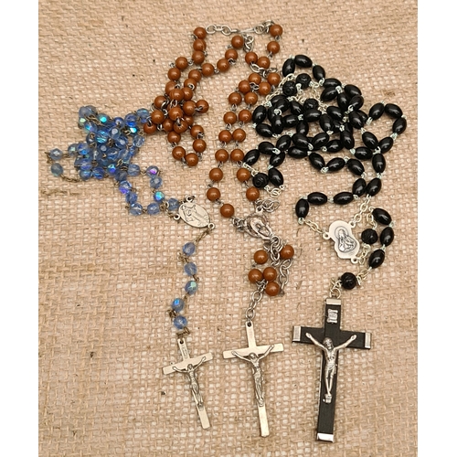 51 - Vintage 3 x Crucifix Rosary Chains. The largest Crucifix is 5cm long. Shipping is available. Please ... 