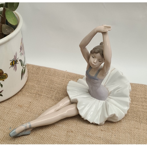 599 - Vintage Ceramic Nao Ballerina figure Seated number 1208. Measures 30cm long by 22cm tall. Shipping i... 