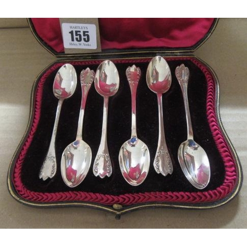 155 - BOX OF SILVER COFFEE SPOONS