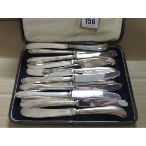 156 - CASED SILVER HANDLED KNIVES ETC     CODE B