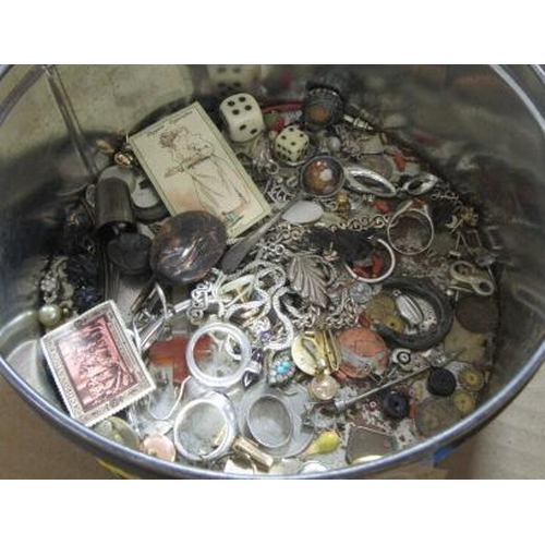 175 - TIN OF JEWELLERY AND VARIOUS ITEMS