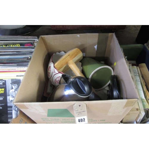 402 - BOX OF KITCHEN WARE ETC