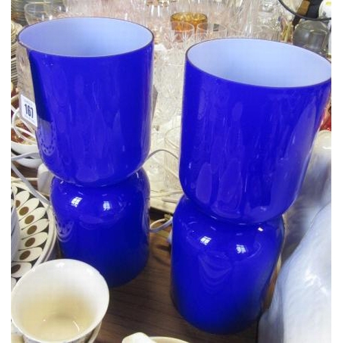 167 - PAIR OF MODERN GLASS TABLE LAMPS