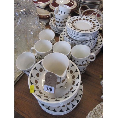 170 - 1960'S JOHN RUSSELL BLACK VELVET TEA SET