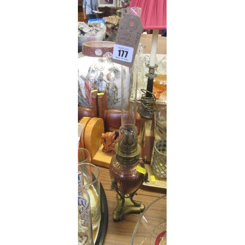 177 - ARTS AND CRAFTS COPPER OIL LAMP