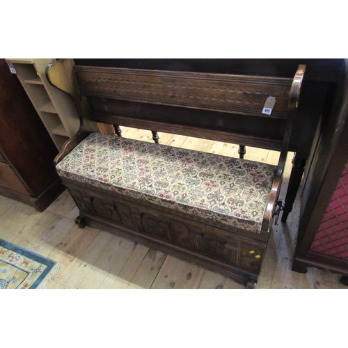 972 - CARVED OAK BOX SEAT SETTLE