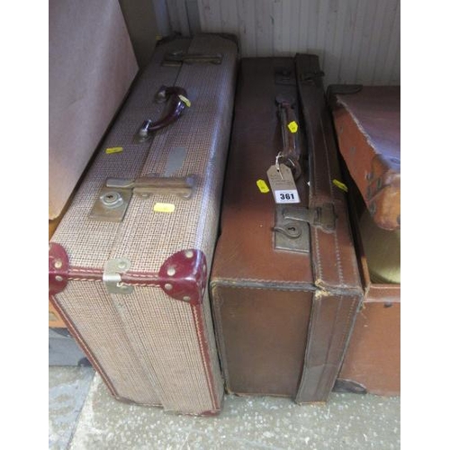 361 - VINTAGE LEATHER SUITCASE AND ONE OTHER