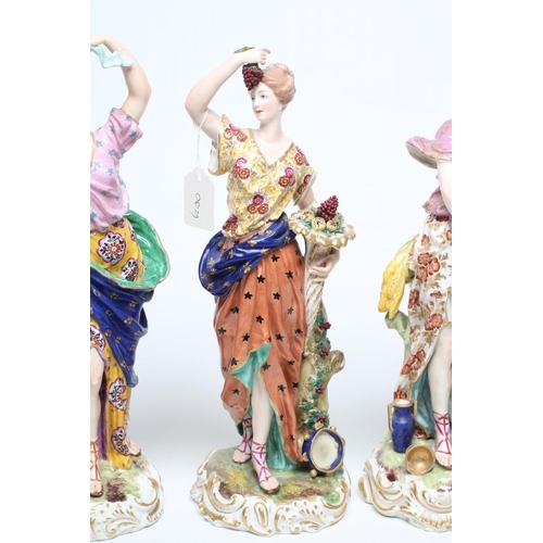 12 - A SET OF FOUR SAMSON OF PARIS PORCELAIN ALLEGORICAL FEMALE FIGURES, c.1900, depicting the Seasons, a... 