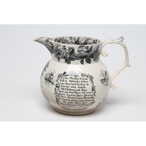 22 - OF ROYAL INTEREST - a large documentary pearlware jug of baluster form, 1840, on-glaze printed in bl... 