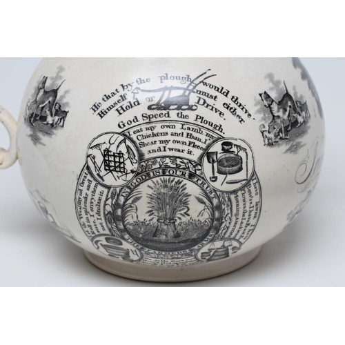 22 - OF ROYAL INTEREST - a large documentary pearlware jug of baluster form, 1840, on-glaze printed in bl... 