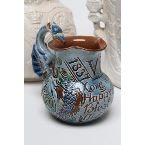 23 - OF ROYAL INTEREST - an Old Hall Earthenware Co. smear glazed stoneware jug mourning the death of the... 