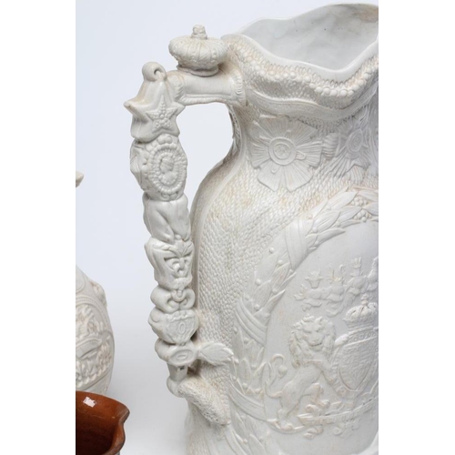 23 - OF ROYAL INTEREST - an Old Hall Earthenware Co. smear glazed stoneware jug mourning the death of the... 