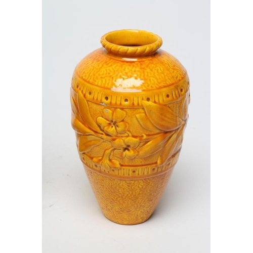 59 - A BURMANTOFTS POT POURRI JAR AND COVER of flared rounded cylindrical form with arcade pierced should... 