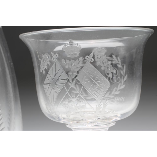 72 - A ROYAL COMMEMORATIVE SILVER JUBILEE GOBLET, 1935, the deep bowl etched 
