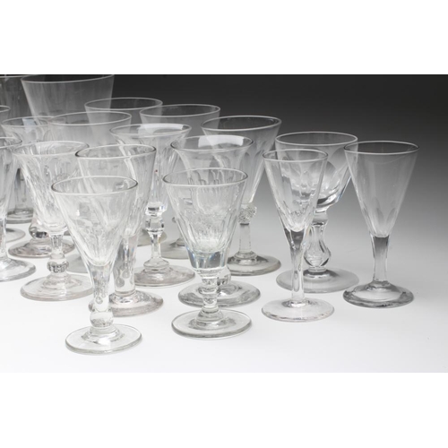 75 - A COLLECTION OF THIRTY ONE GEORGIAN AND LATER WINE GLASSES, mainly with panel cut bowls (Est. plus 2... 