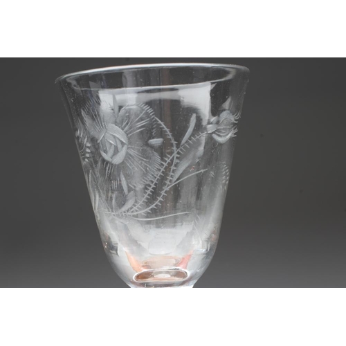 82 - TWO CORDIAL GLASSES, late 18th century, one with double spiral opaque twist stem, 5 1/2