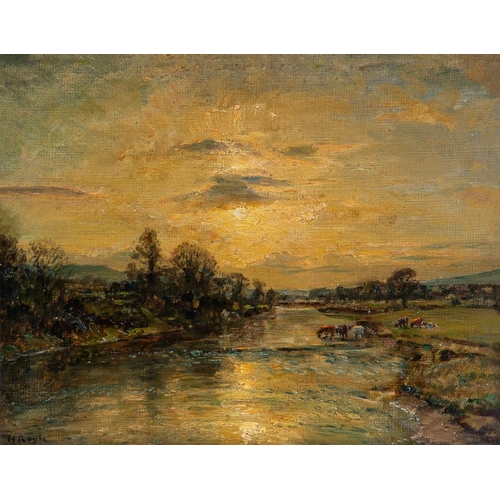 457 - HERBERT F. ROYLE (1870-1958), On the Wharfe, Addingham, oil on board, signed, inscribed and signed t... 