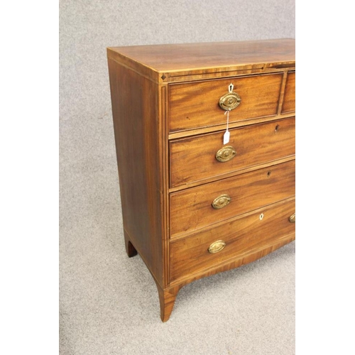 743 - A GEORGIAN MAHOGANY CHEST, late 18th century, of straight front form with caddy top over an inlaid a... 