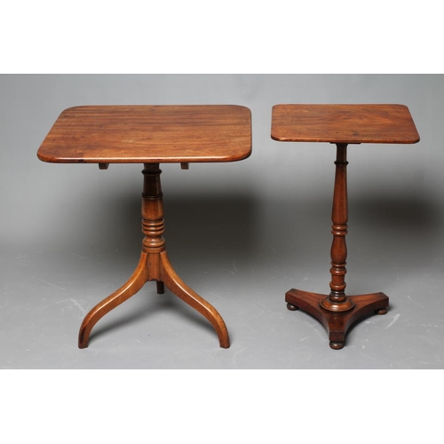 747 - A GEORGIAN MAHOGANY TRIPOD TABLE, early 19th century, the rounded oblong snap top raised on ring and... 