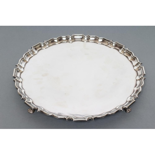 105 - A SALVER, maker Barker Brothers Silver Ltd., Birmingham 1960, of shaped circular form with pie-crust... 
