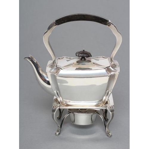 123 - A LATE VICTORIAN SCOTTISH SMALL SPIRIT KETTLE, maker Hamilton & Inches, Edinburgh 1898, of oblong fo... 